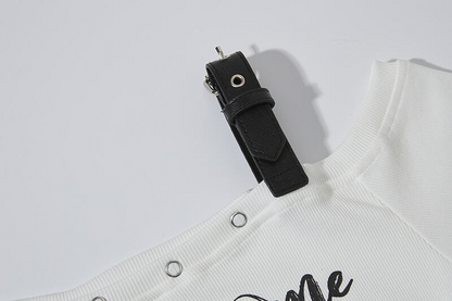 オフショルダーベルトデザイントップス/2color/cm0157