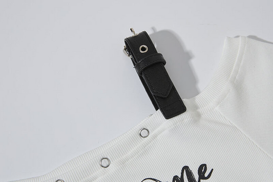 オフショルダーベルトデザイントップス/2color/cm0157