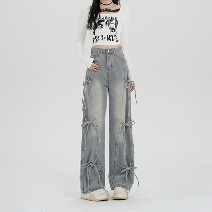 バレエコアリボンデザインデニムパンツ/cm0119