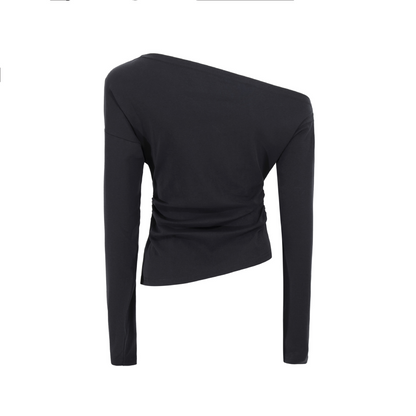 スタッズ付きアシメオフショルダーTシャツ/3color/cm0104