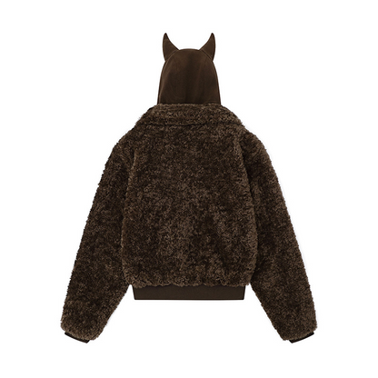 ツノ耳フードワンポイントロゴボアジャケット/2color/cm0074