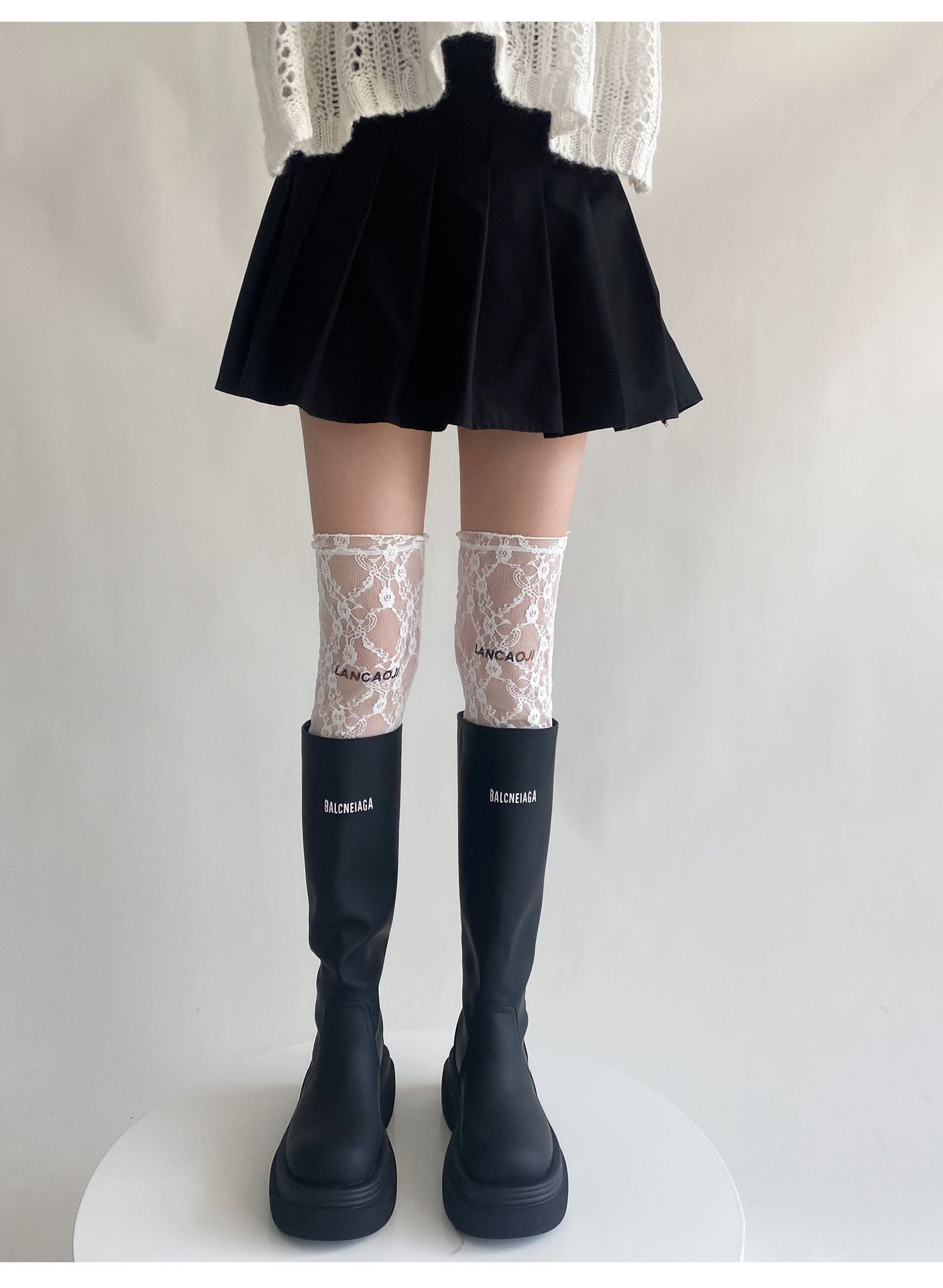2color/シースルーレースソックス/cm0215