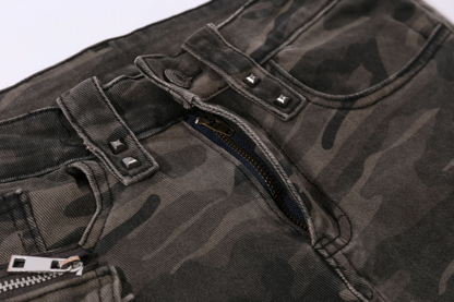 カモフラ柄ダメージデニムパンツ/cm0094