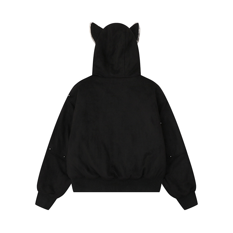 耳付きフードクロスデザインジャケット cm0015