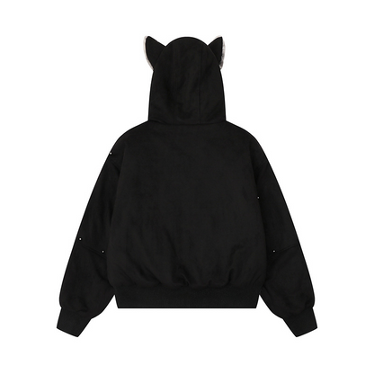 耳付きフードクロスデザインジャケット cm0015