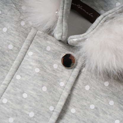 耳付きファーフードワンポイントロゴジップアップパーカー/2color/cm0126