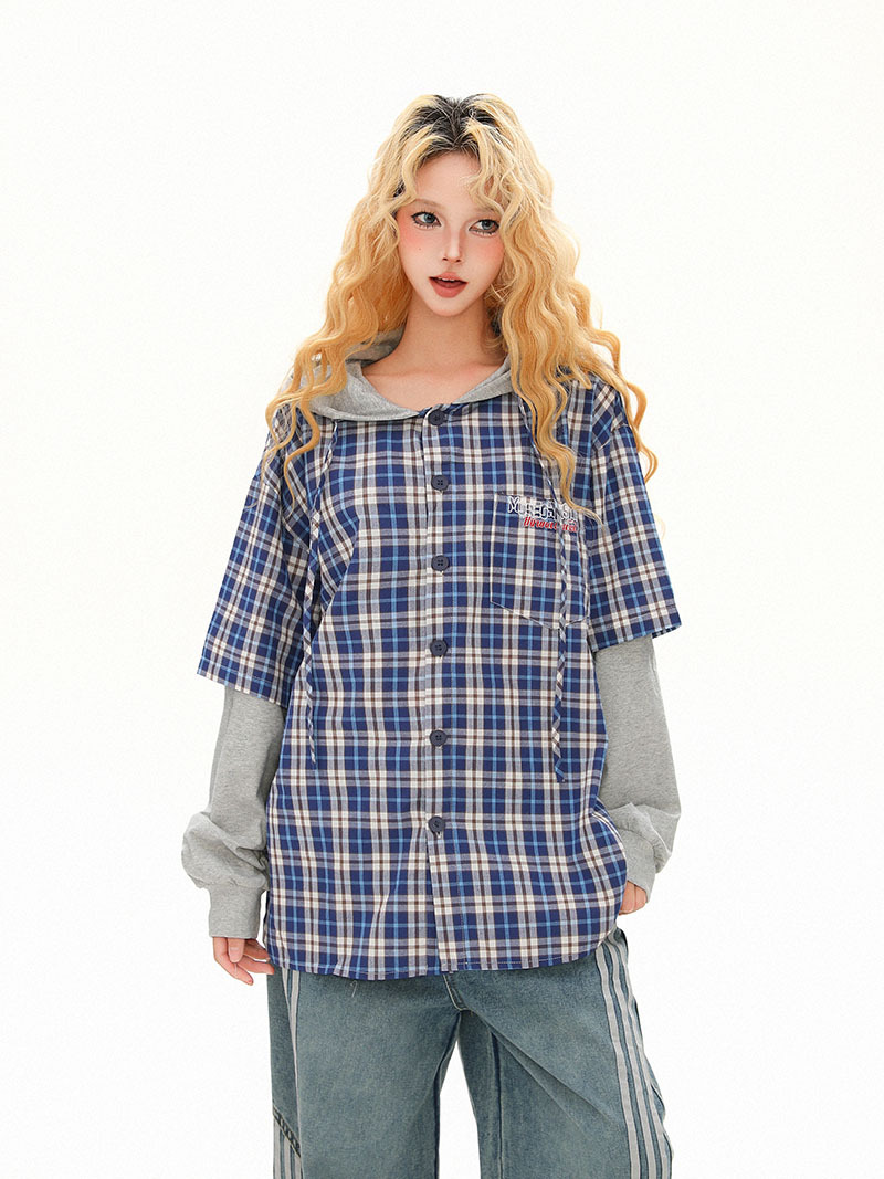 フェイクレイヤーチェックシャツジャケット/2color/cm0082