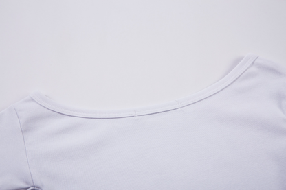 アシメオフショルダープリントTシャツ/cm0096