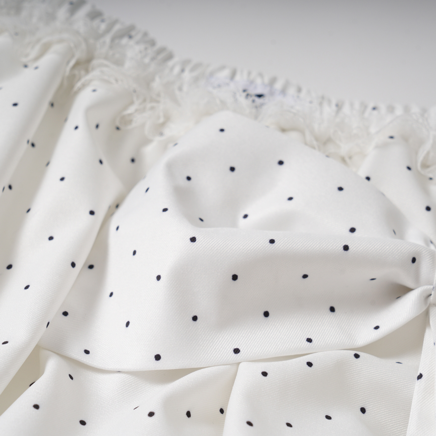 リボンデザインバブルヘム水玉ミニスカート/2color/cm0105