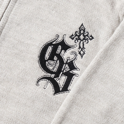 ロゴワンポイントハイネックジップアップニット/cm0124