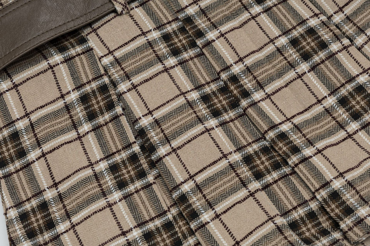 デザインベルトリボンチェックミニスカート/2color/cm0106