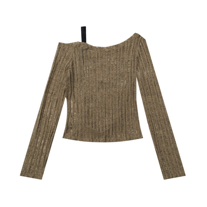 ベルトデザインオフショルダートップス/2color/cm0154