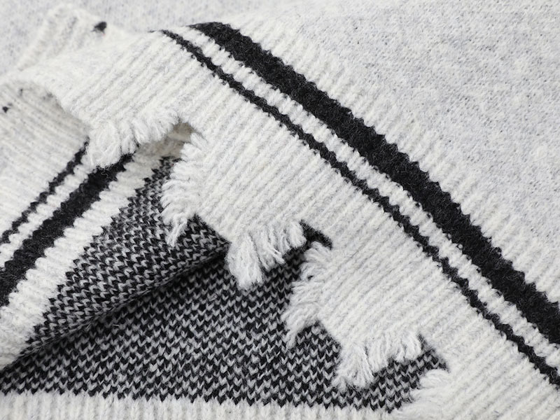 クロスデザインダメージ加工ニットカーディガン/2color/cm0084