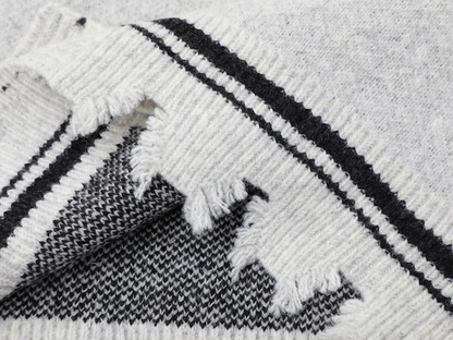 クロスデザインダメージ加工ニットカーディガン/2color/cm0084