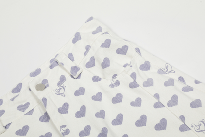 ハート柄刺繍ディテールパンツcm0008