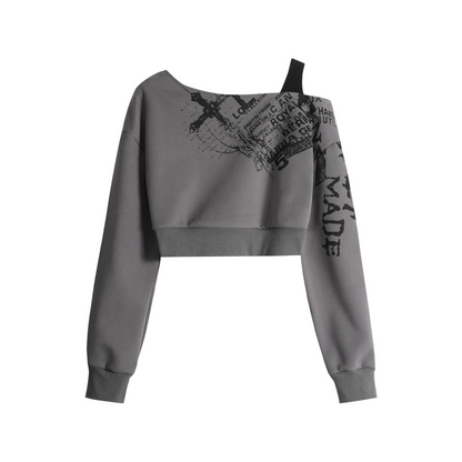 オフショルダープリントデザインスウェット/cm0025