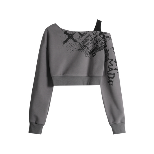 オフショルダープリントデザインスウェット/cm0025