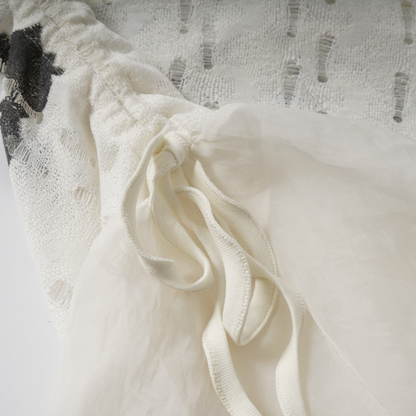 ヴィンテージデザインメッシュダメージ加工長袖トップス/2color/cm0059