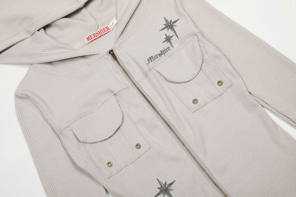 ダブルポケット/スタープリントジップアップスウェット[2color]/cm0034