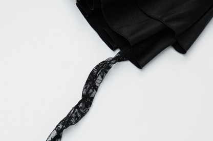 レースディテールクロスデザインリボンミニスカート/cm0107