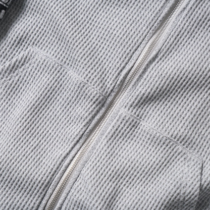 ファーフードワッフルクロスポイントジップアップパーカー/cm0016