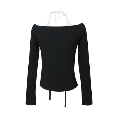 2color/レースアップオフショルダートップス/cm0243