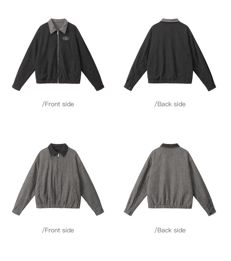 リバーシブル/コントラスト チェック柄 ヴィンテージジャケット/2color/cm0060