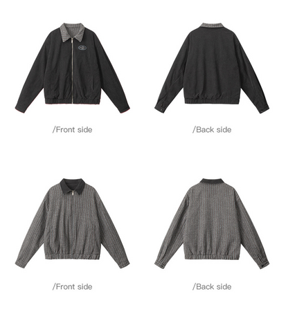 リバーシブル/コントラスト チェック柄 ヴィンテージジャケット/2color/cm0060