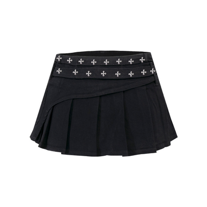 クロススタッズデザインデニムミニスカート/2color/cm0142