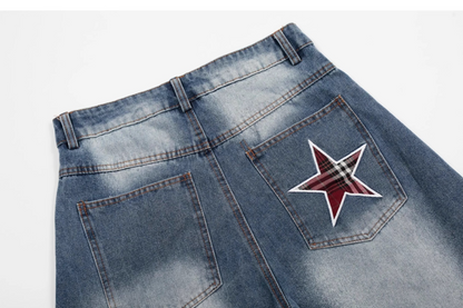 アルファベットスタープリントデニムパンツ/cm0111