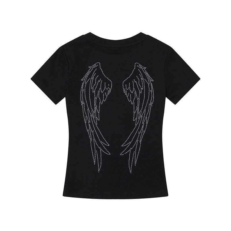 4color/ラインストーンロゴバックウィング半袖Tシャツ/cm0262