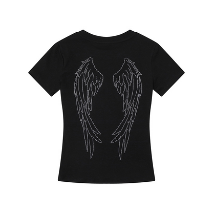 4color/ラインストーンロゴバックウィング半袖Tシャツ/cm0262
