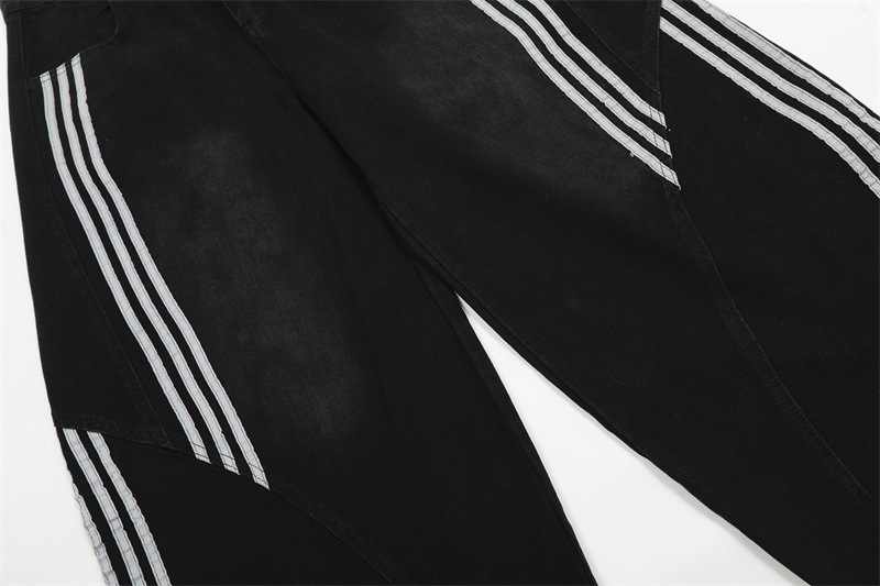 ラインデザインワイドレッグデニムパンツ/2color/cm0112