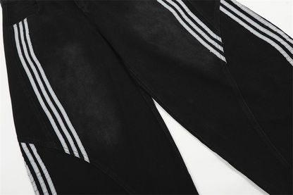 ラインデザインワイドレッグデニムパンツ/2color/cm0112