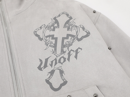 耳付きフードクロスデザインジャケット cm0015