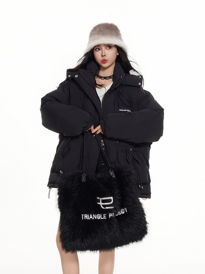 BIGポケットリボンデザインパファージャケット/2color/cm0079