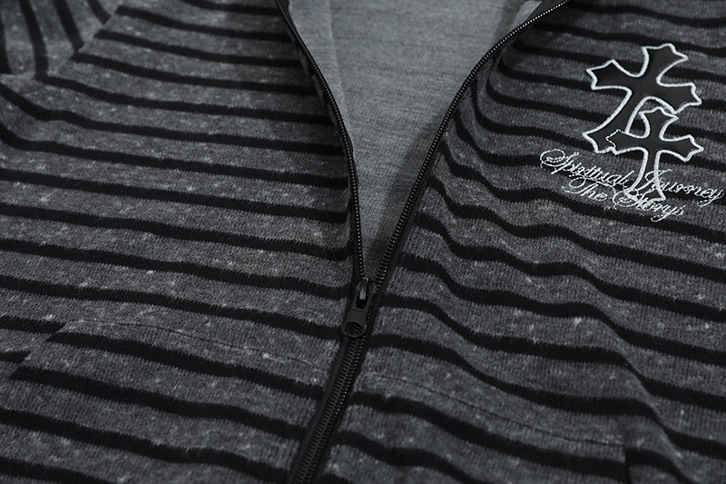 2color/クロスロゴボーダージップアップフーディー/cm0247