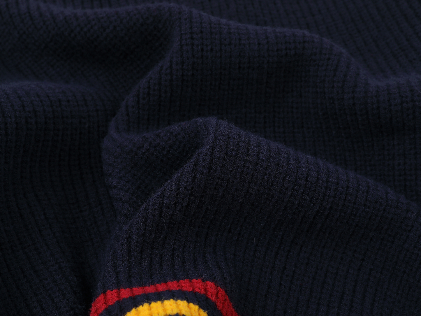 シャツフェイクレイヤード/ラインネック/ワンポイントケーブル編みデザインニット/cm0057