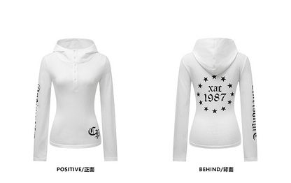 フード付きバックプリントスリムスウェットシャツ/2color/cm0040