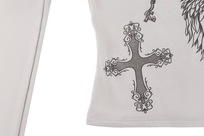 4ボタンプリント長袖トップス/3color/cm0152