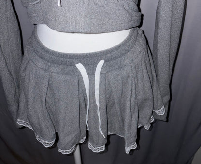 フード付きトップス＋ショートスカートセットアップ/cm0237