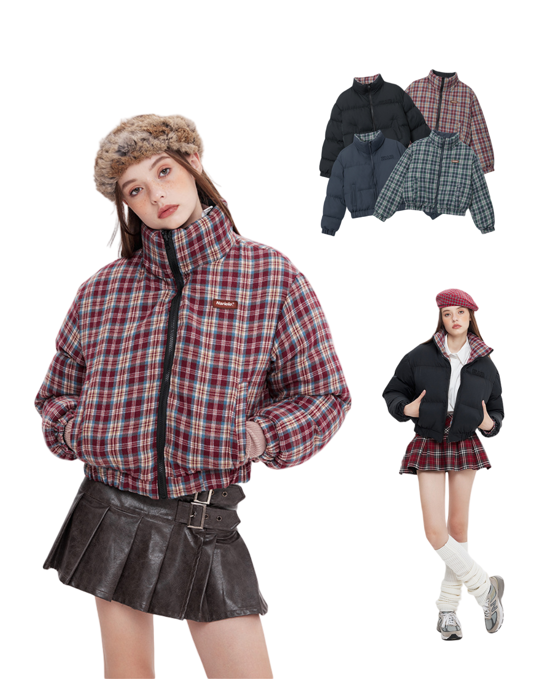 リバーシブルチェックパファージャケット cm0019