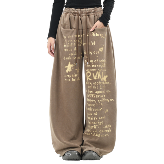 アルファベットプリントルーズパンツ/2color/cm0067