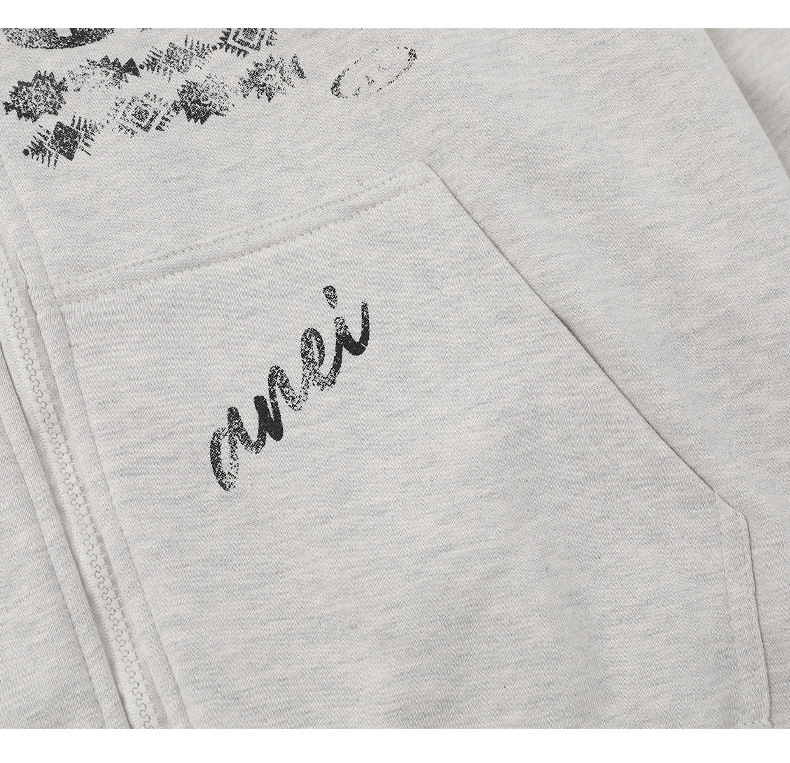 ファー付きプリントスウェットパーカー/2color/cm0029