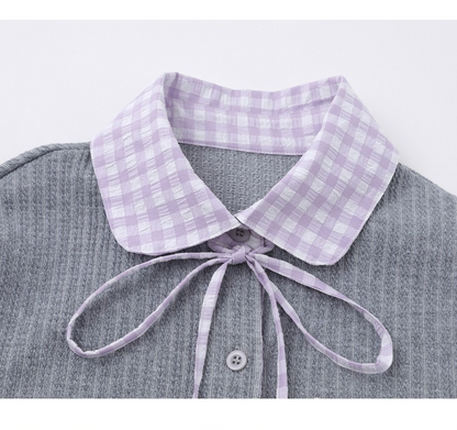 フェイクレイヤードシャツ/長袖ボタンカーディガン/2color/cm0028