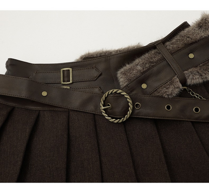 ベルトデザインプリーツスカート/2color/cm0140