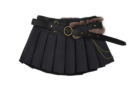 ベルトデザインプリーツスカート/2color/cm0140