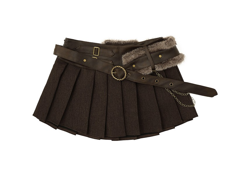 ベルトデザインプリーツスカート/2color/cm0140