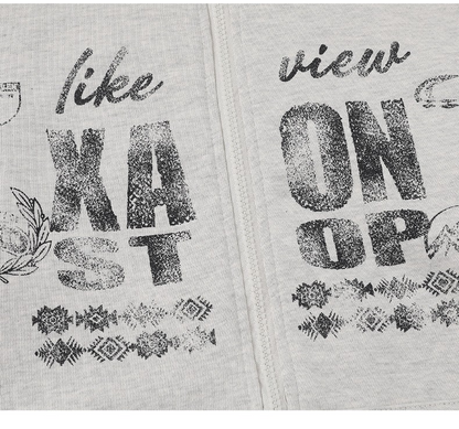 ファー付きプリントスウェットパーカー/2color/cm0029