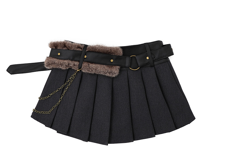 ベルトデザインプリーツスカート/2color/cm0140